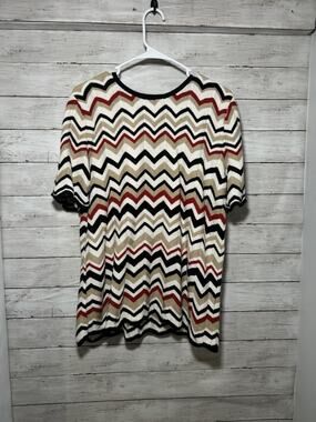 Alfred Dunner Women’s Plus Size Chevron Knit Blouse 1X Short Sleeve Multicolor